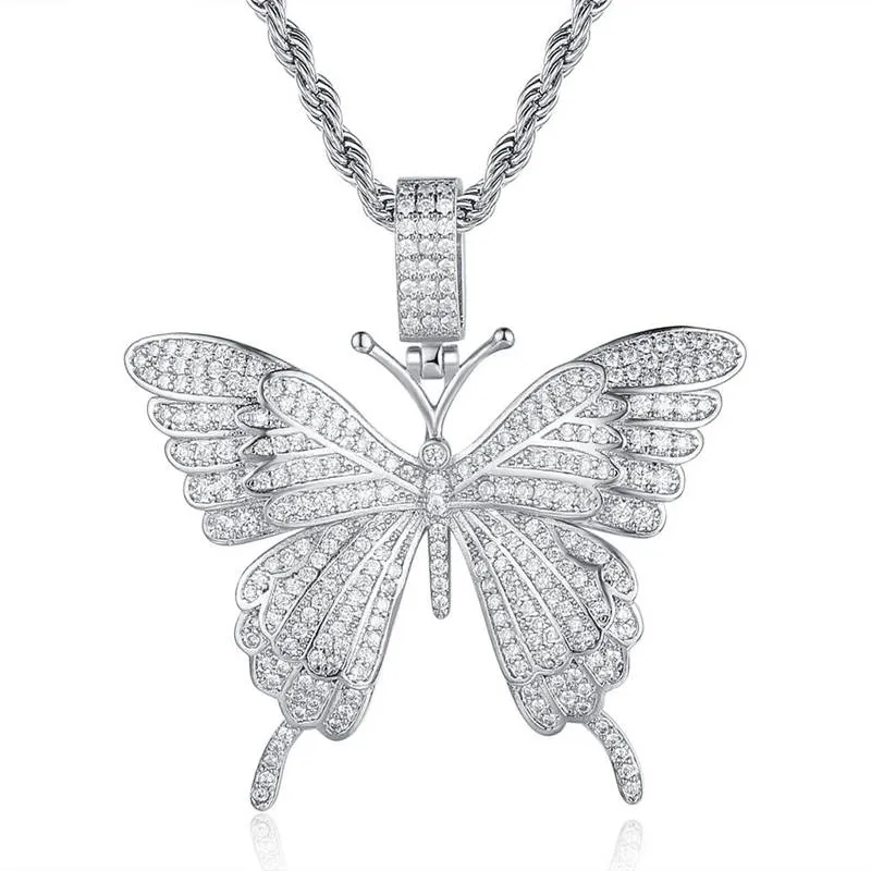 Iced Out Butterfly Pendant - Silver