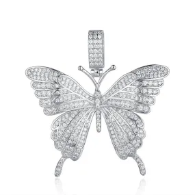 Iced Out Butterfly Pendant - Silver