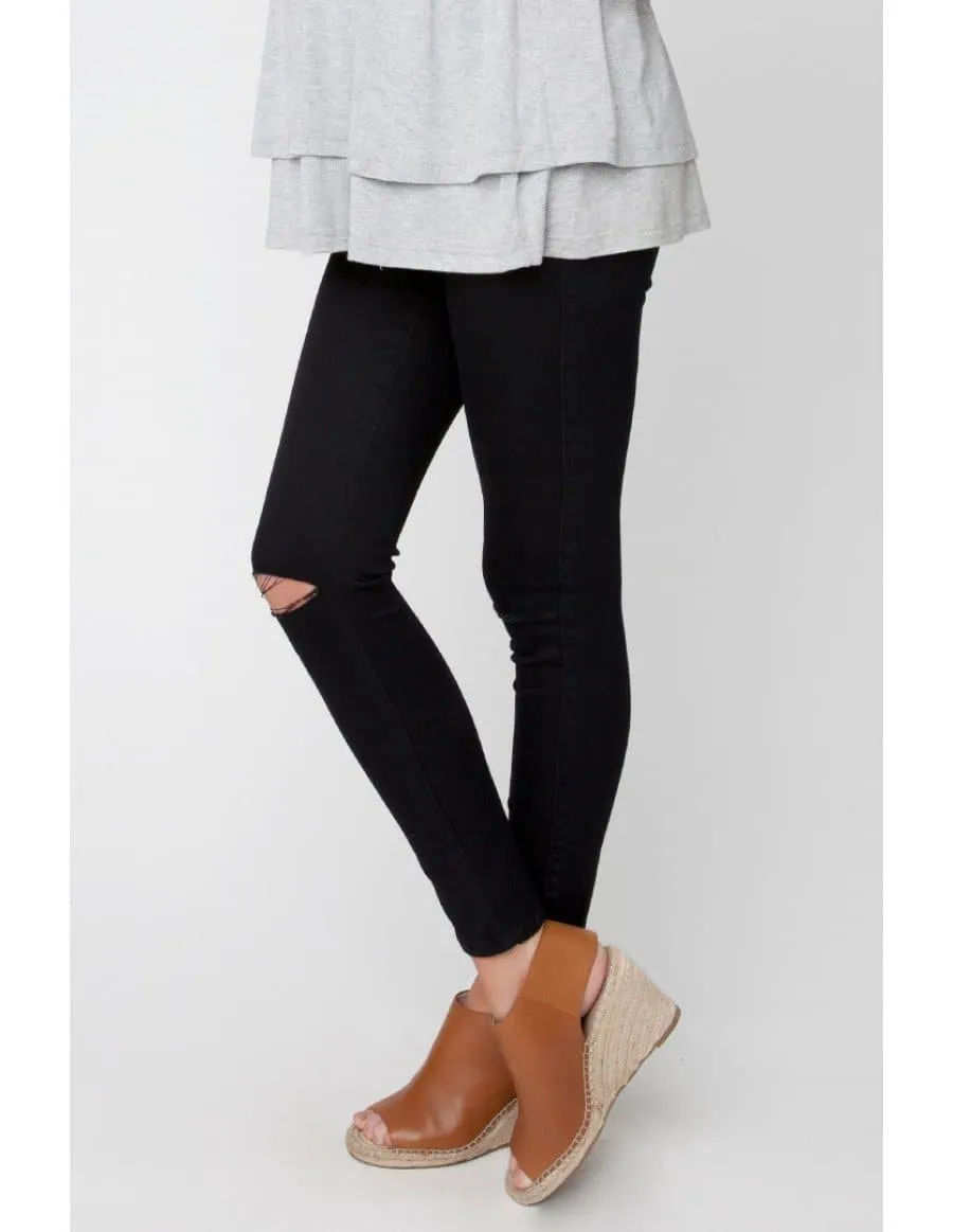 Isla Distressed Jegging - Black