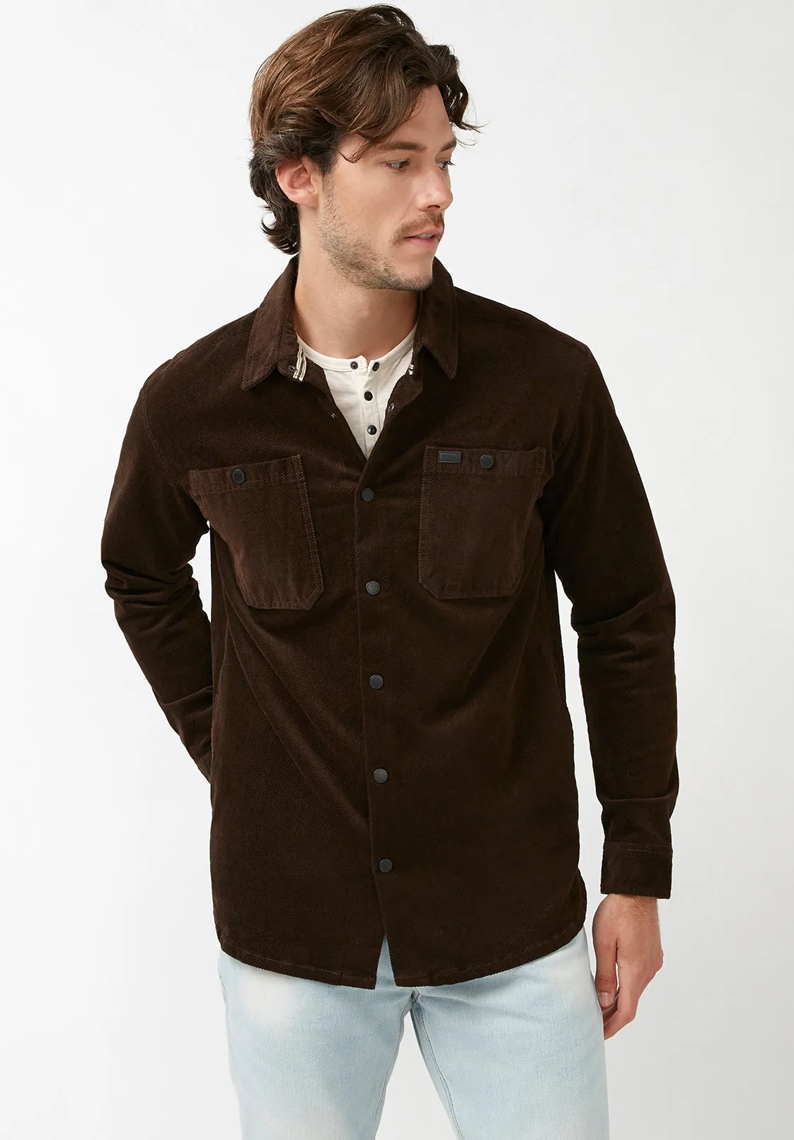 Jafar Men's Shacket in Chocolate - BPM14374