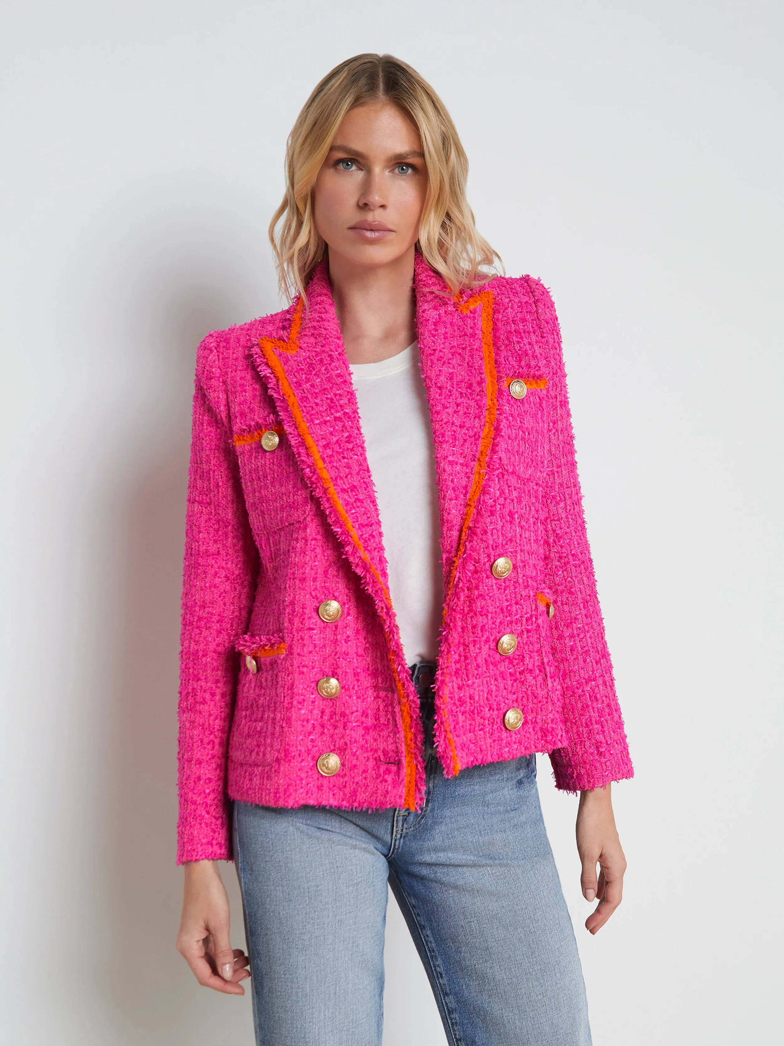 L’agence - Alectra Tweed Jacket - Rhodamine/Glow Orange