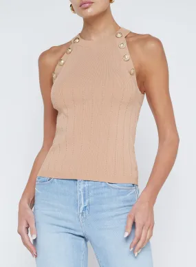 L’agence - Rosemary High neck Button Tank - Toffee