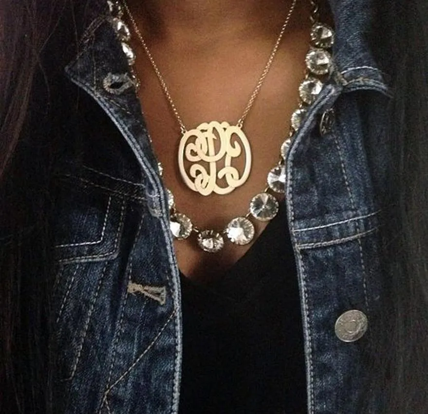 Large Gold Vermeil Monogram Necklace