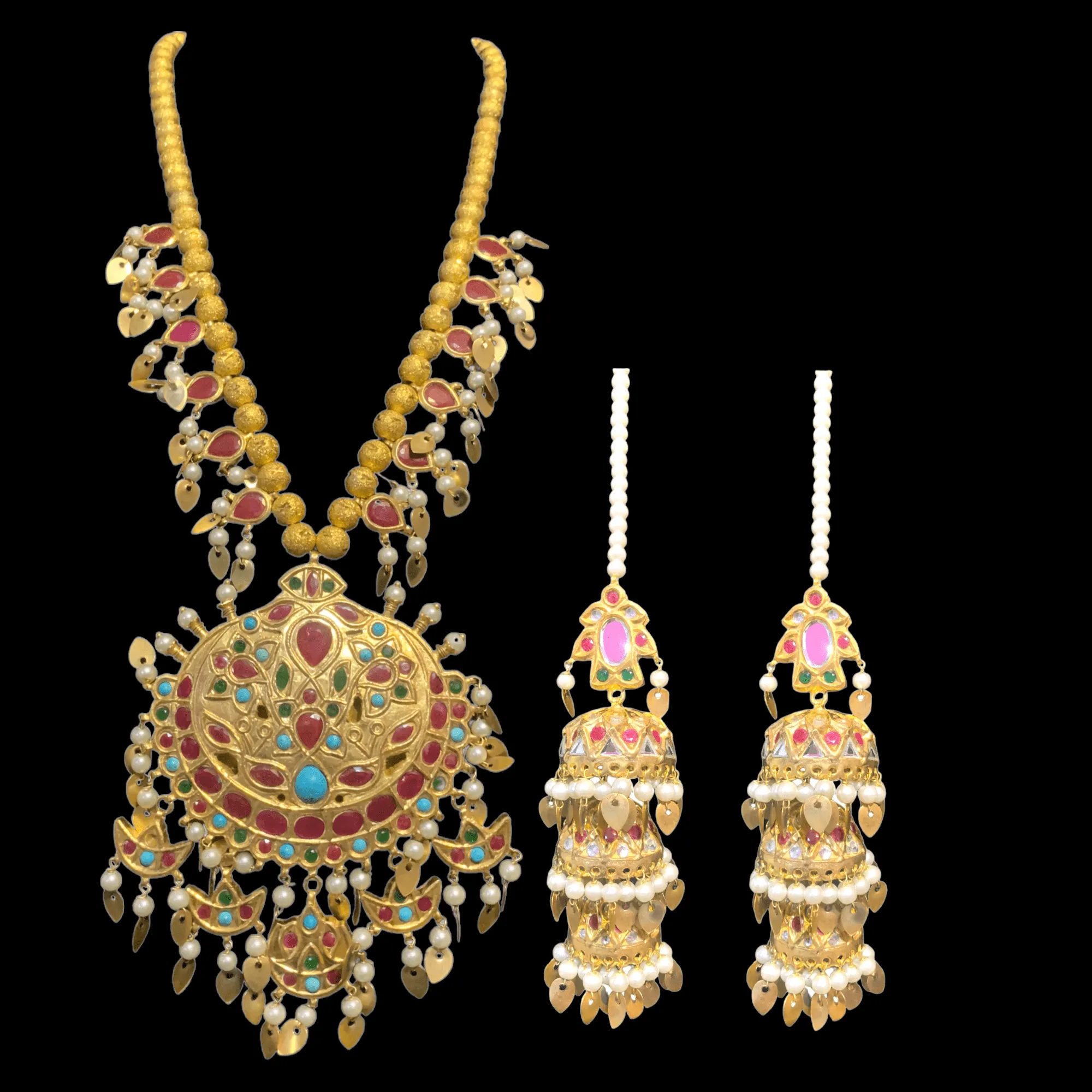 LN143 Navratan kundan mala set ( READY TO SHIP)