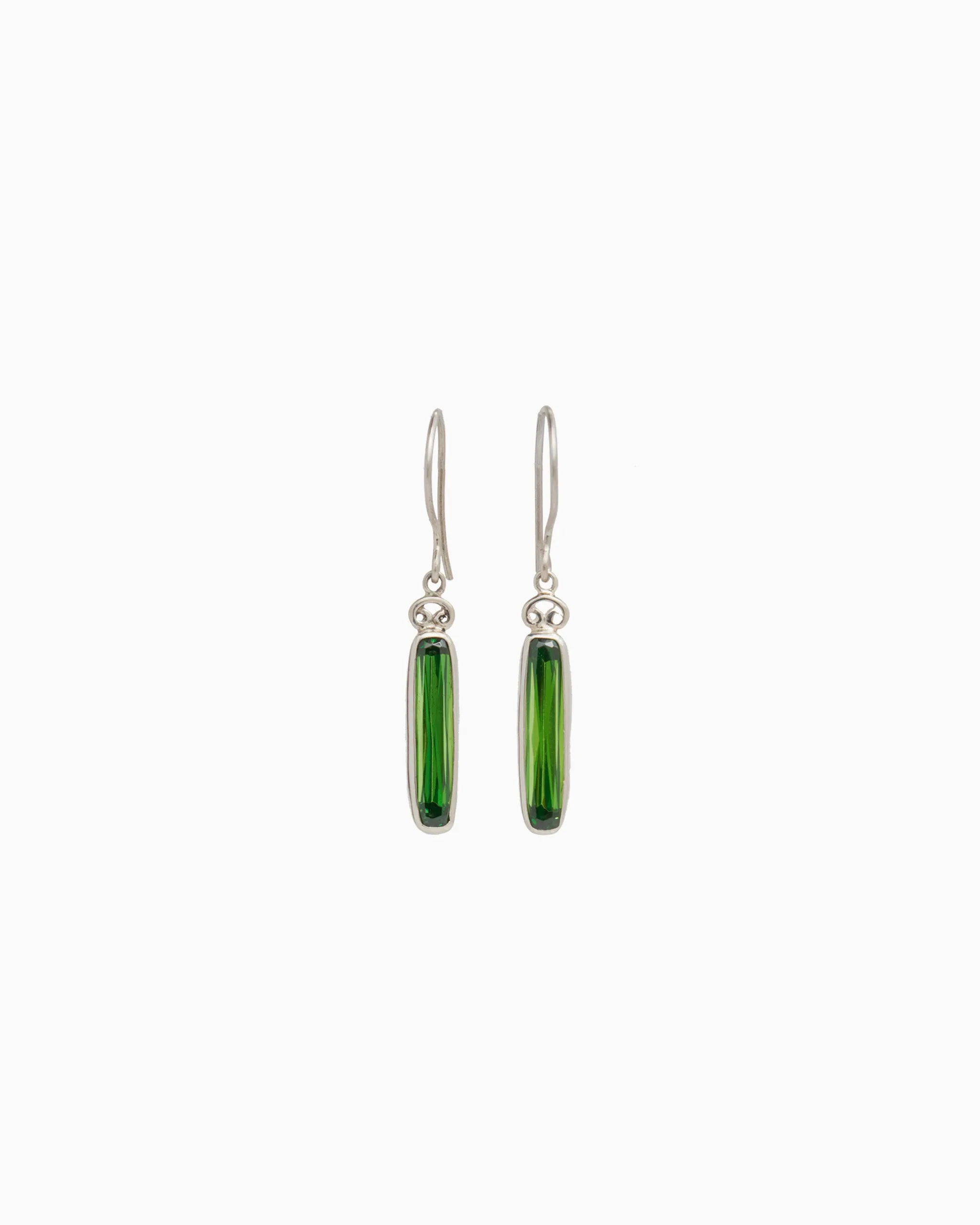 Longboard Stone Drop Earrings - Green Zircon