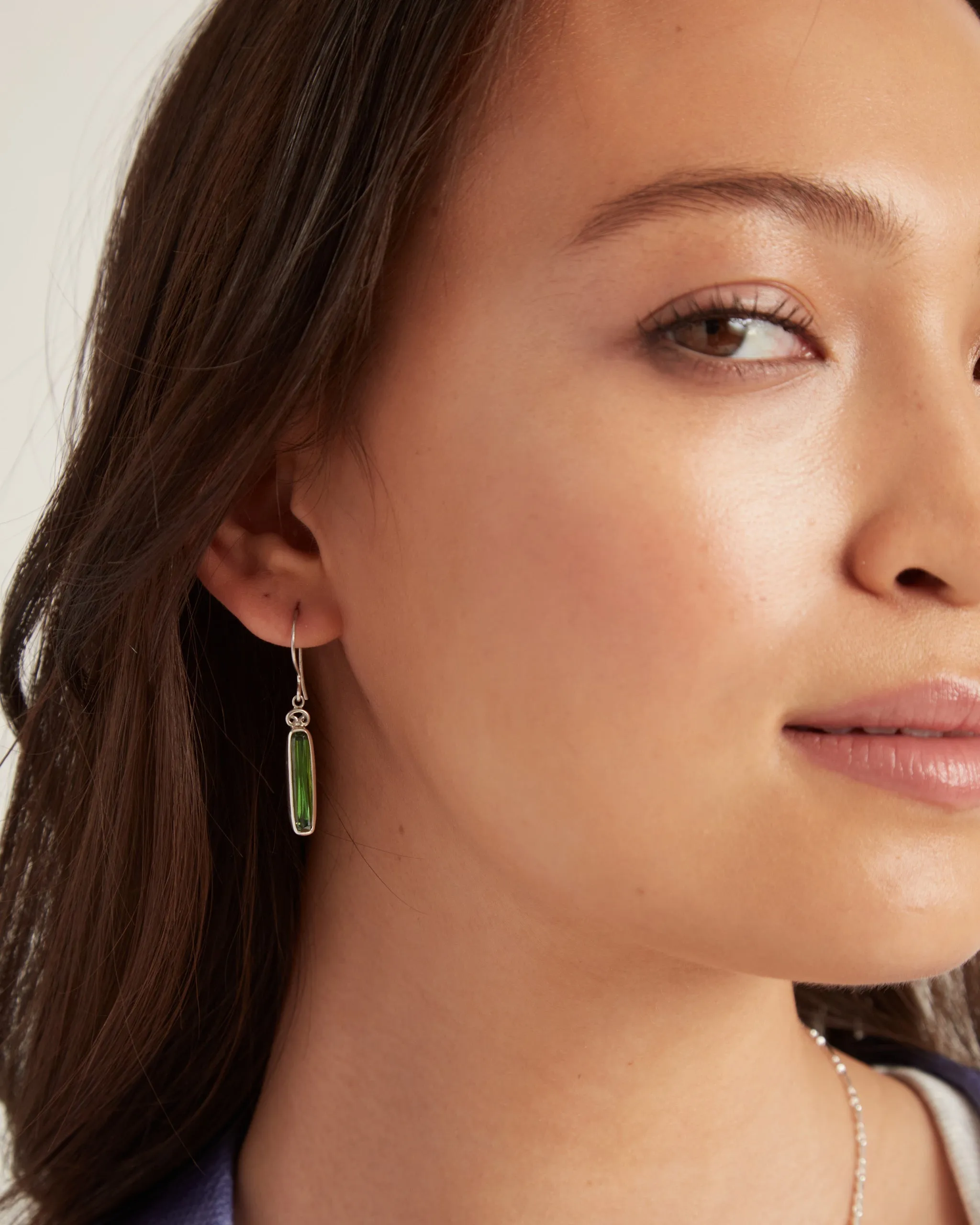 Longboard Stone Drop Earrings - Green Zircon