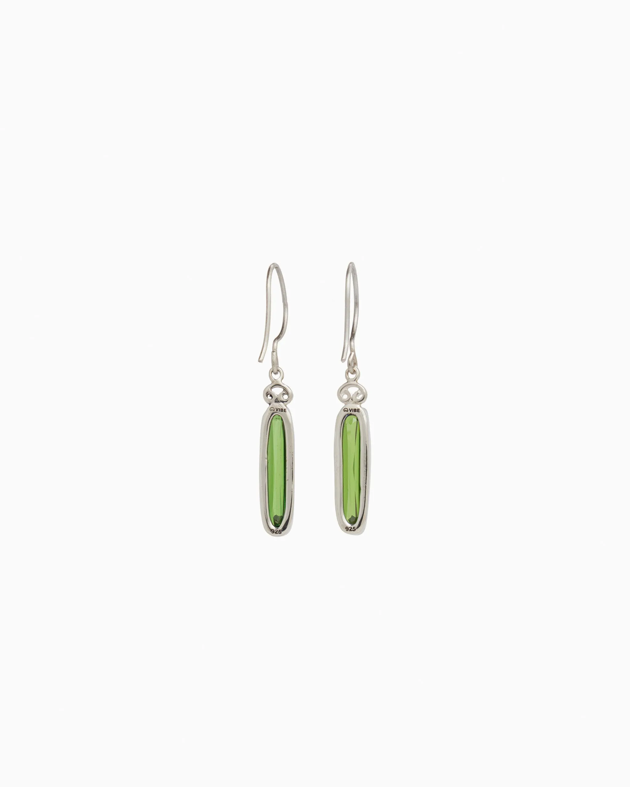 Longboard Stone Drop Earrings - Green Zircon