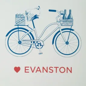 Love Evanston Bicycle Letterpress 11 x 14 Print