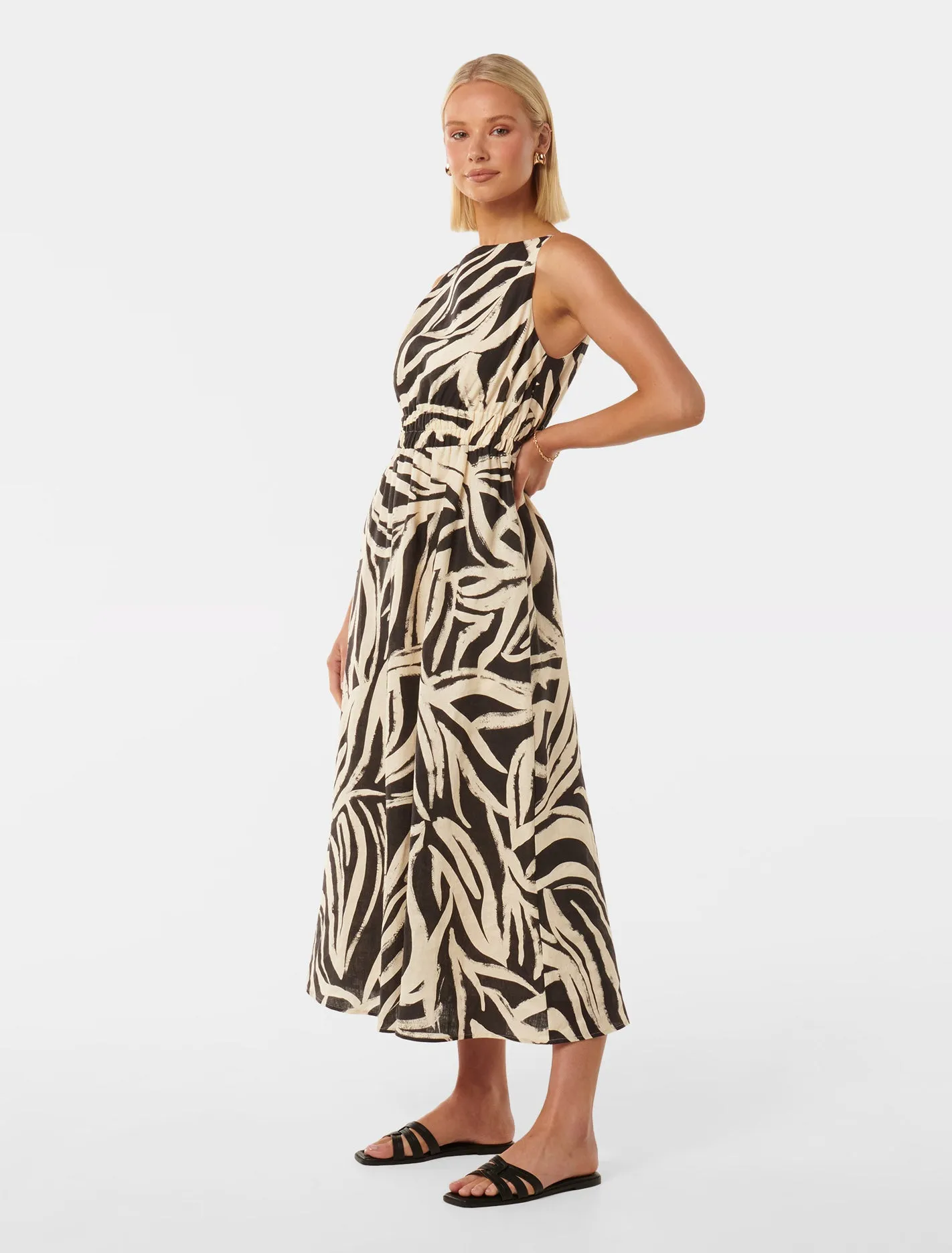 Margot Shirred Waist Midi Dress