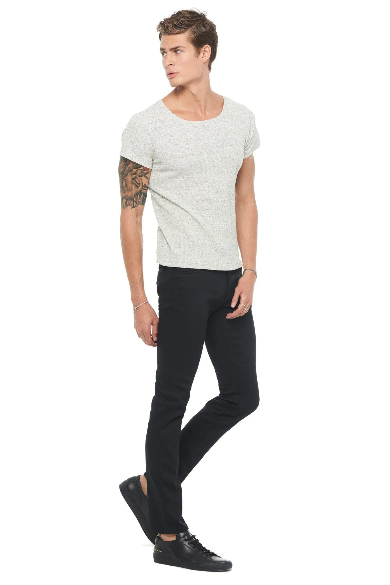 Men's Novelty Texture Wide Neck Tee