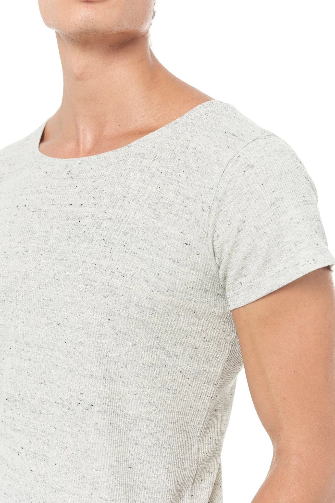 Men's Novelty Texture Wide Neck Tee