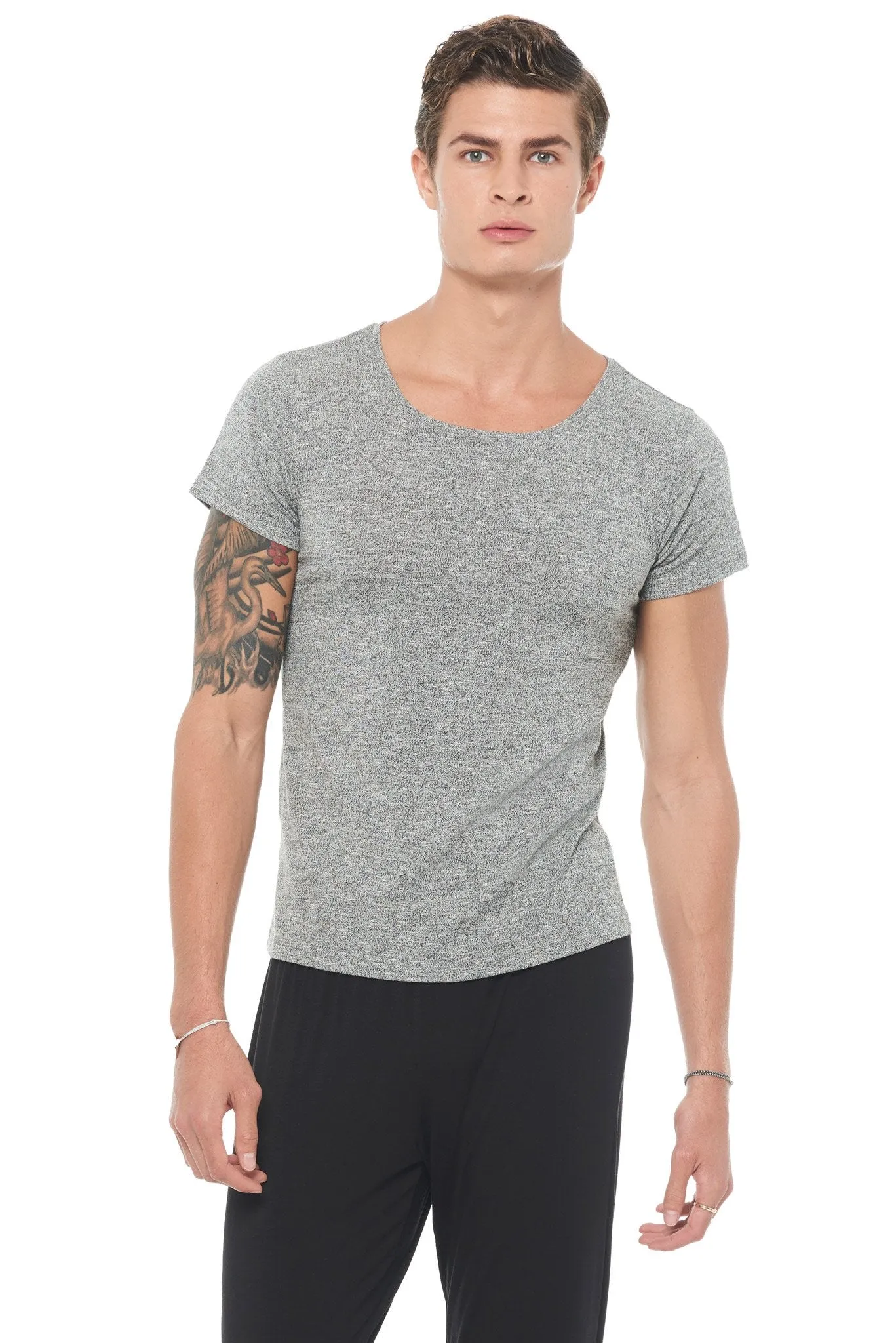 Men's Novelty Texture Wide Neck Tee