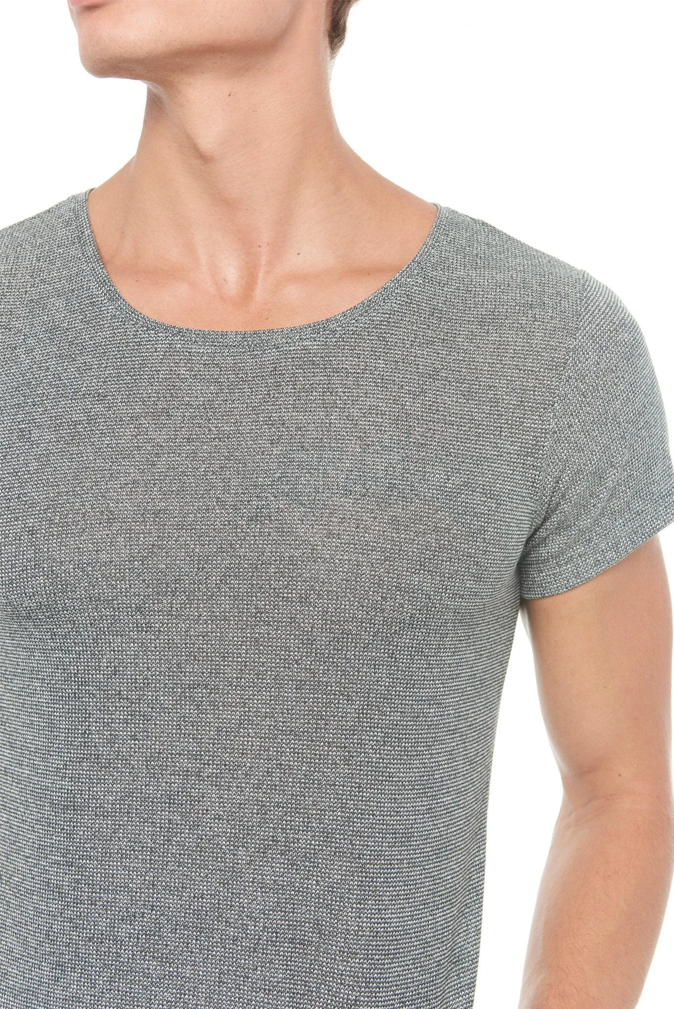 Men's Novelty Texture Wide Neck Tee