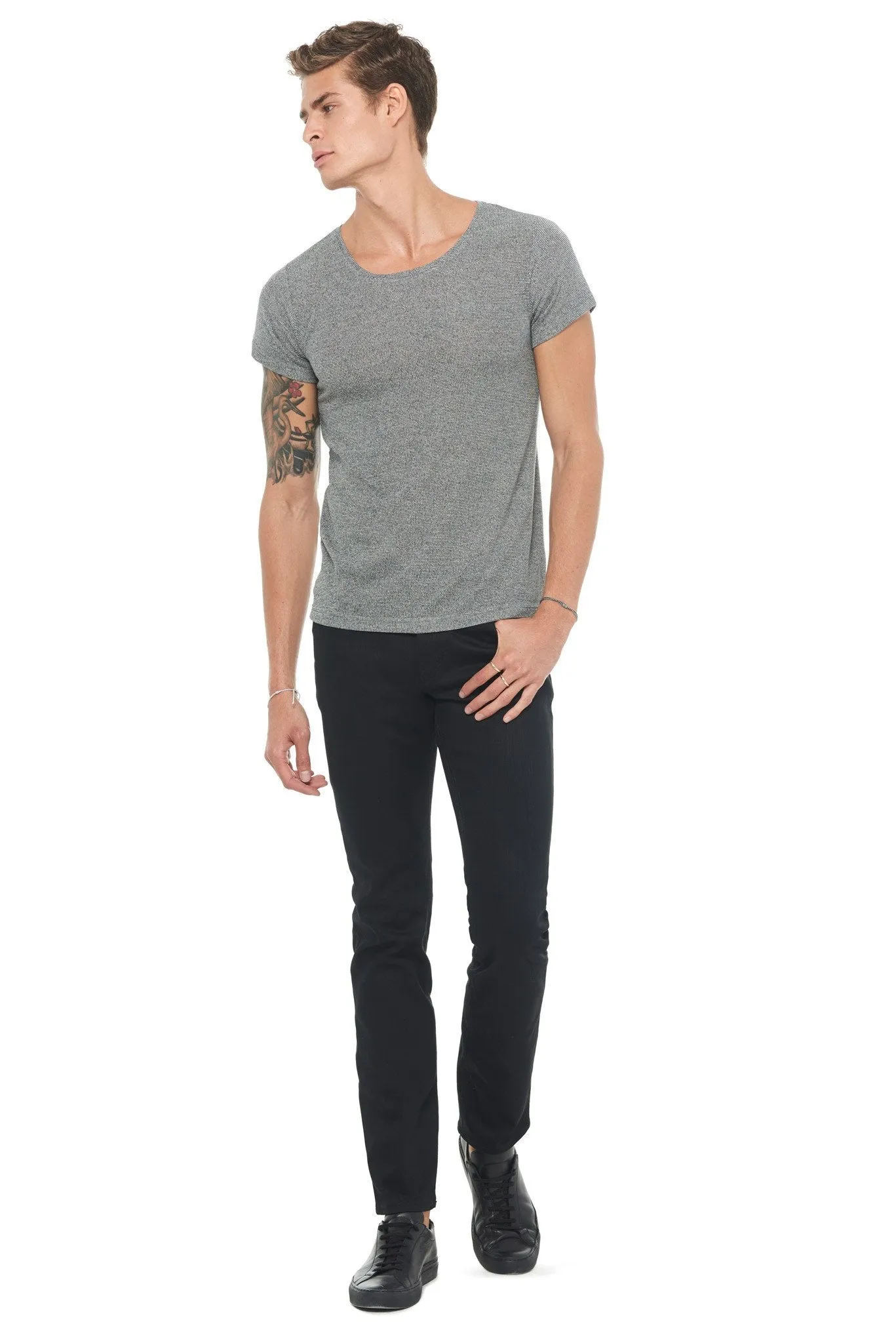 Men's Novelty Texture Wide Neck Tee