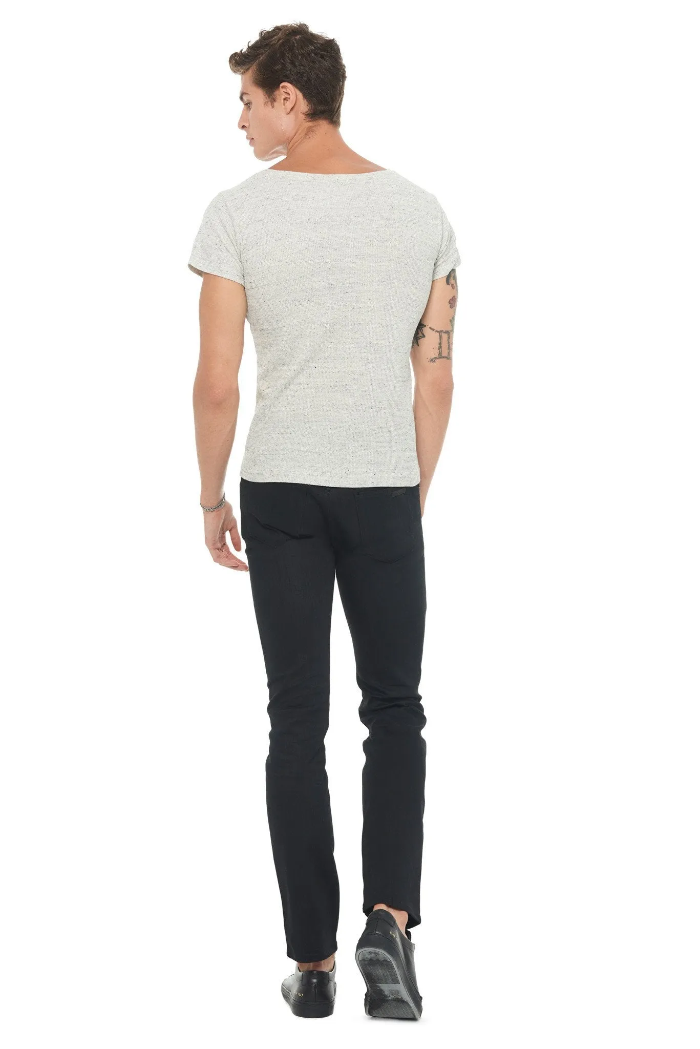 Men's Novelty Texture Wide Neck Tee