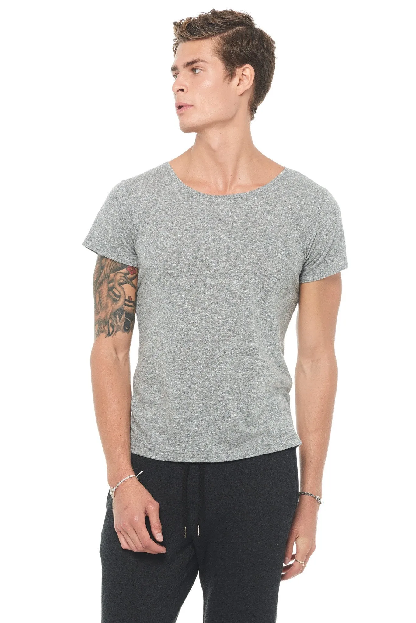 Men's Novelty Texture Wide Neck Tee