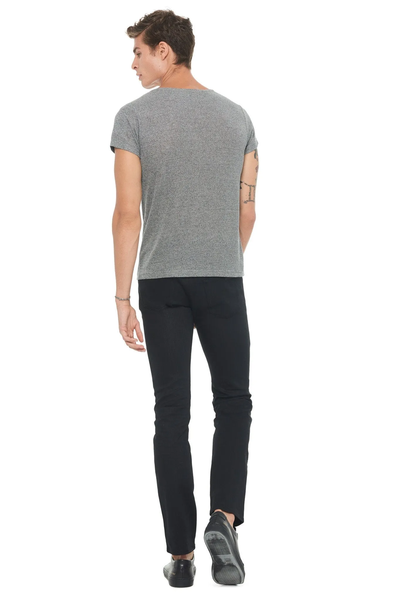 Men's Novelty Texture Wide Neck Tee