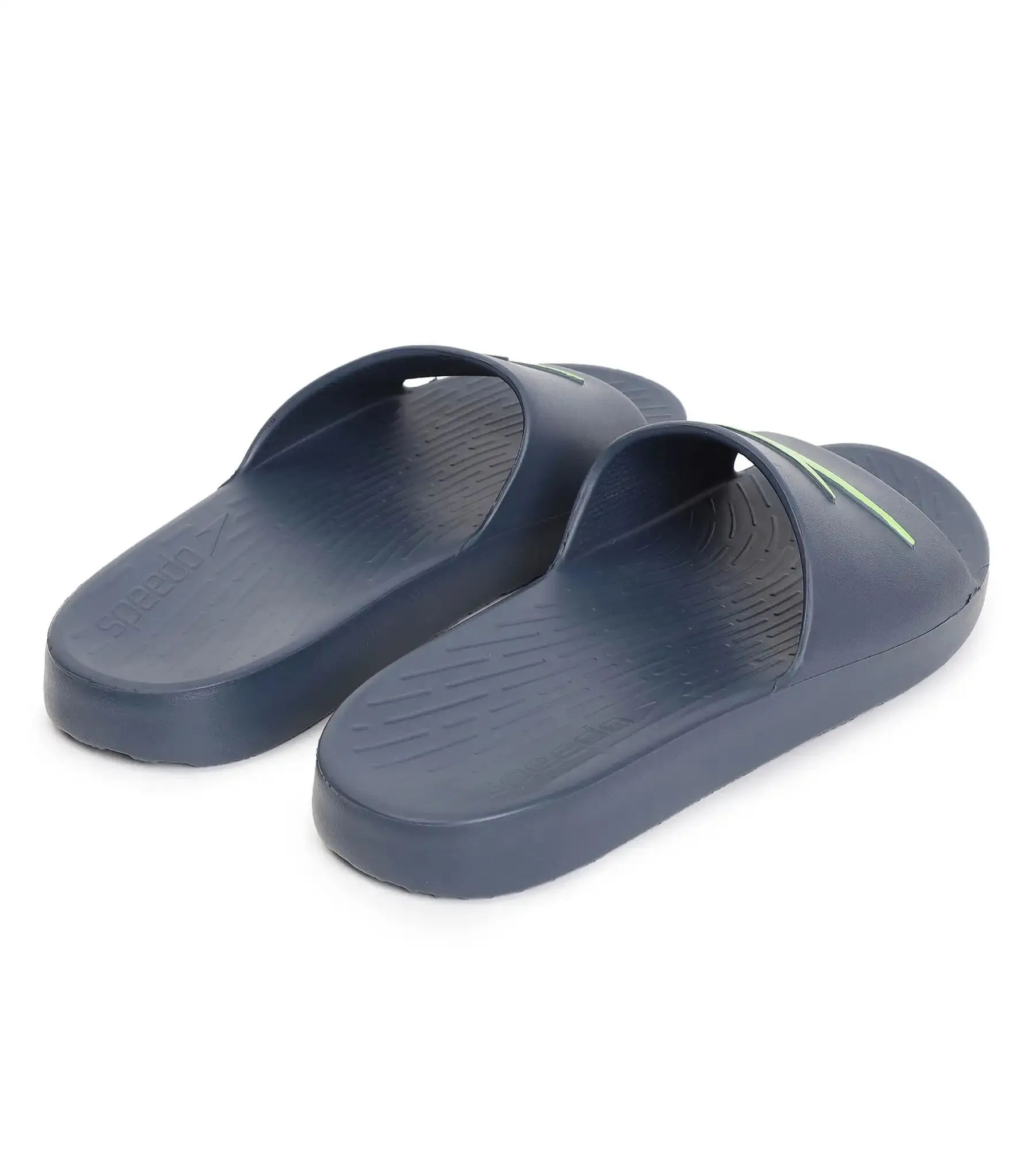 Men's Single Colour Slides - USA Charcoal & Atomic Lime