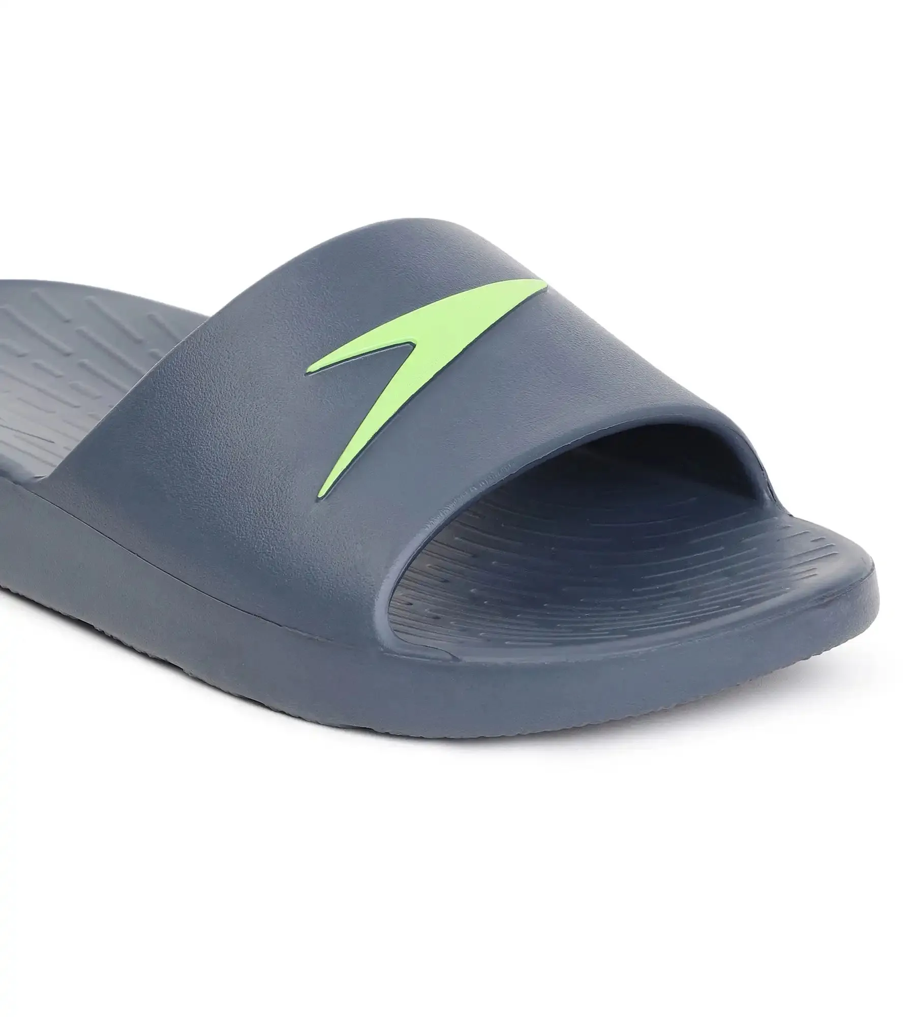 Men's Single Colour Slides - USA Charcoal & Atomic Lime