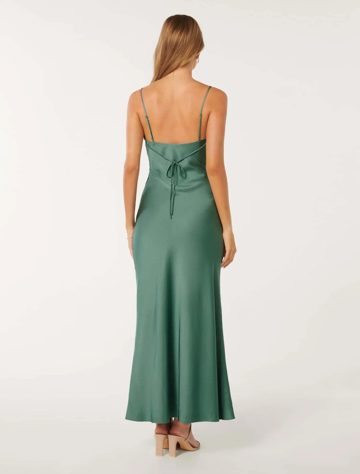 Mia Boat Neck Satin Maxi Dress