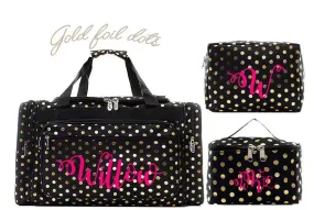 Monogrammed Gold dots duffle bag