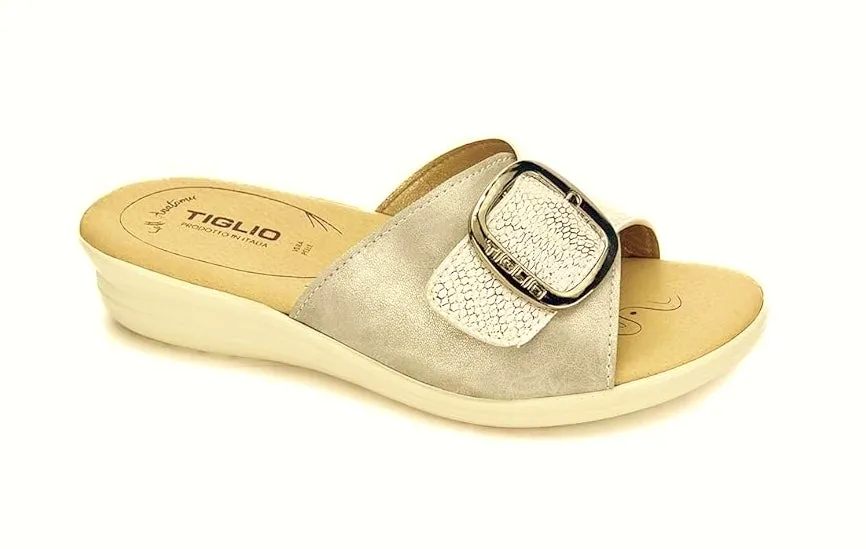 PANTOFOLE MAXI FIBBIA PLATINO