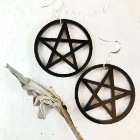 Pentagram Star Hoop Earrings 1.75