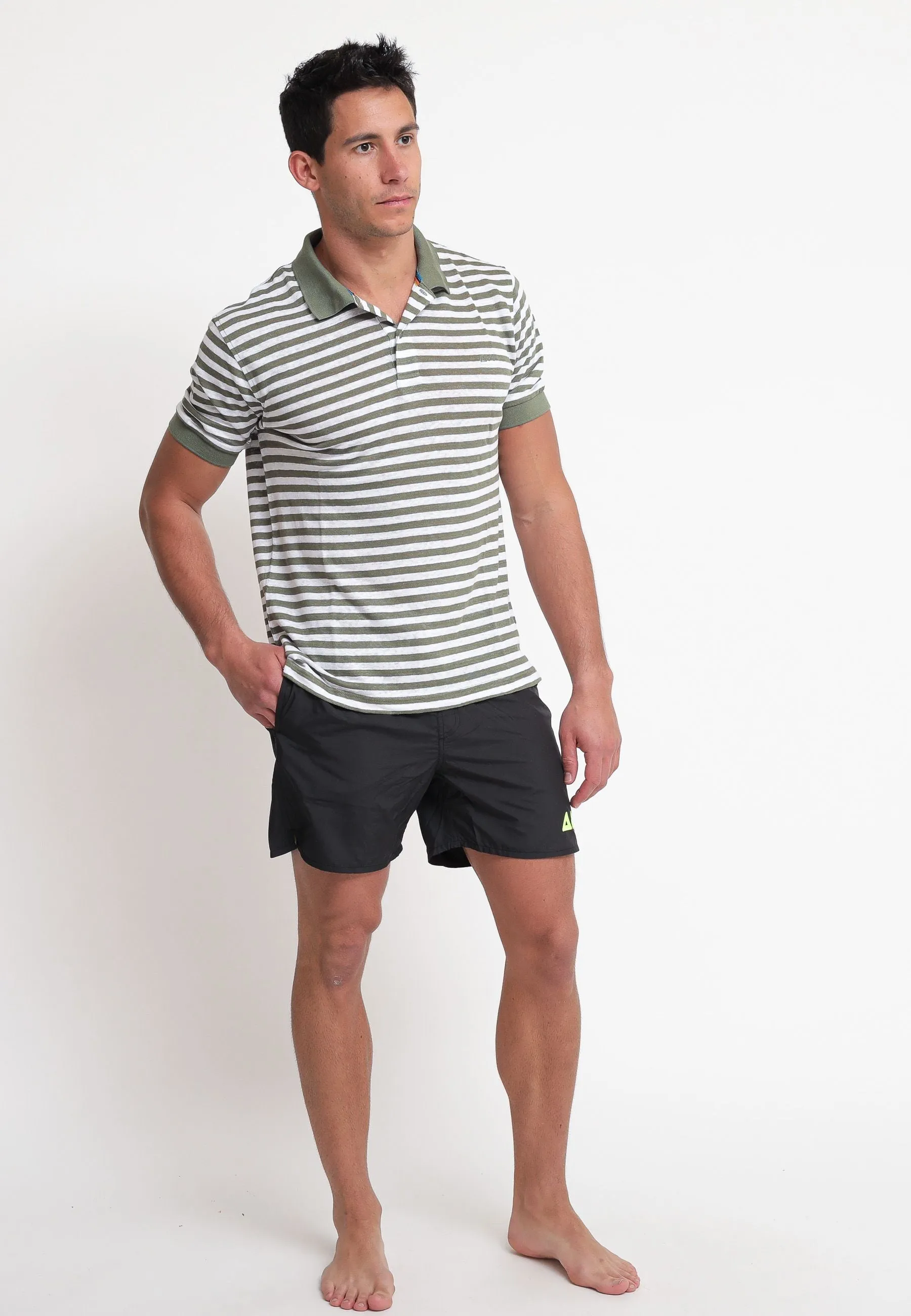 Polo Linen Stripes - Militare/Bianco