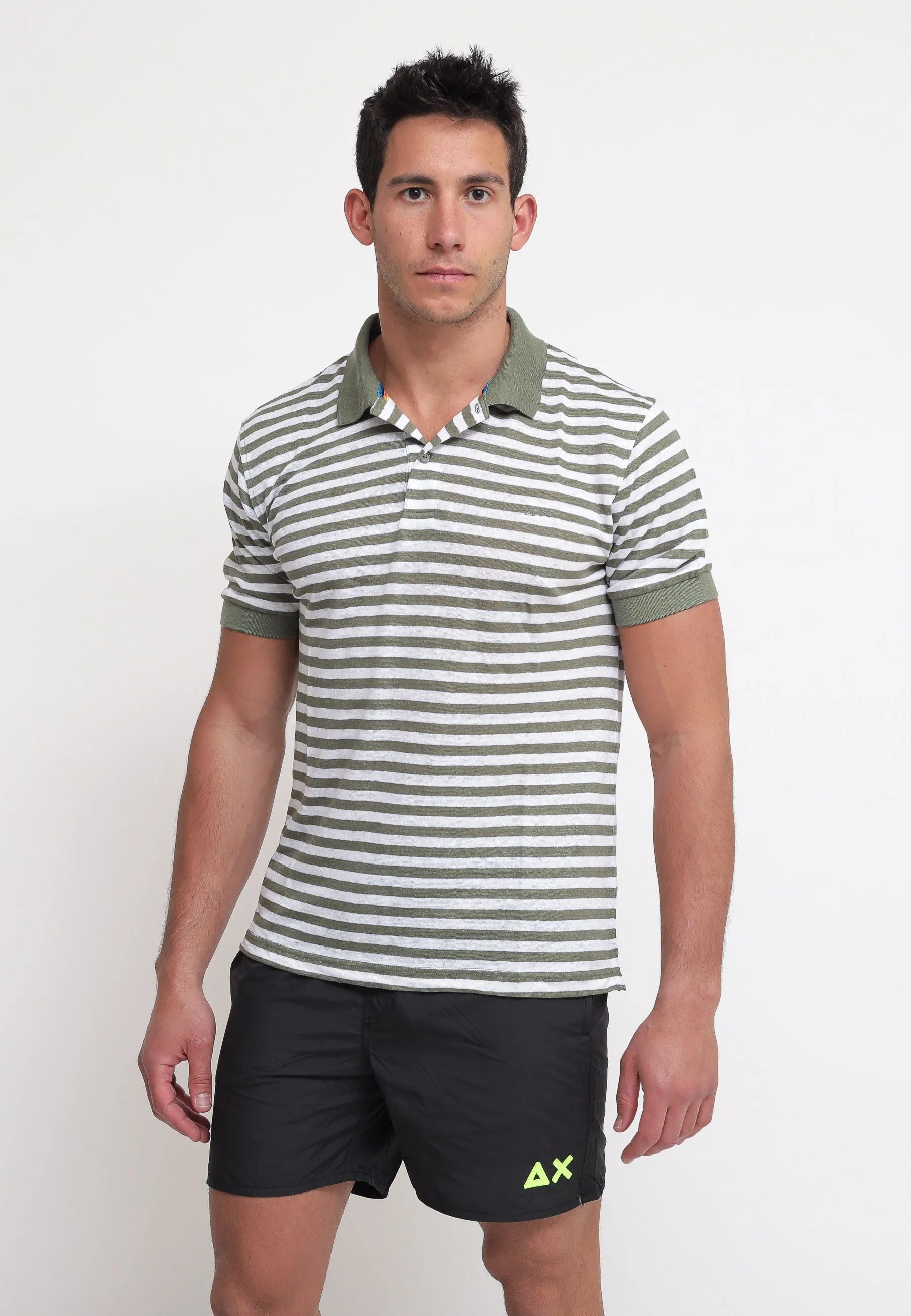 Polo Linen Stripes - Militare/Bianco