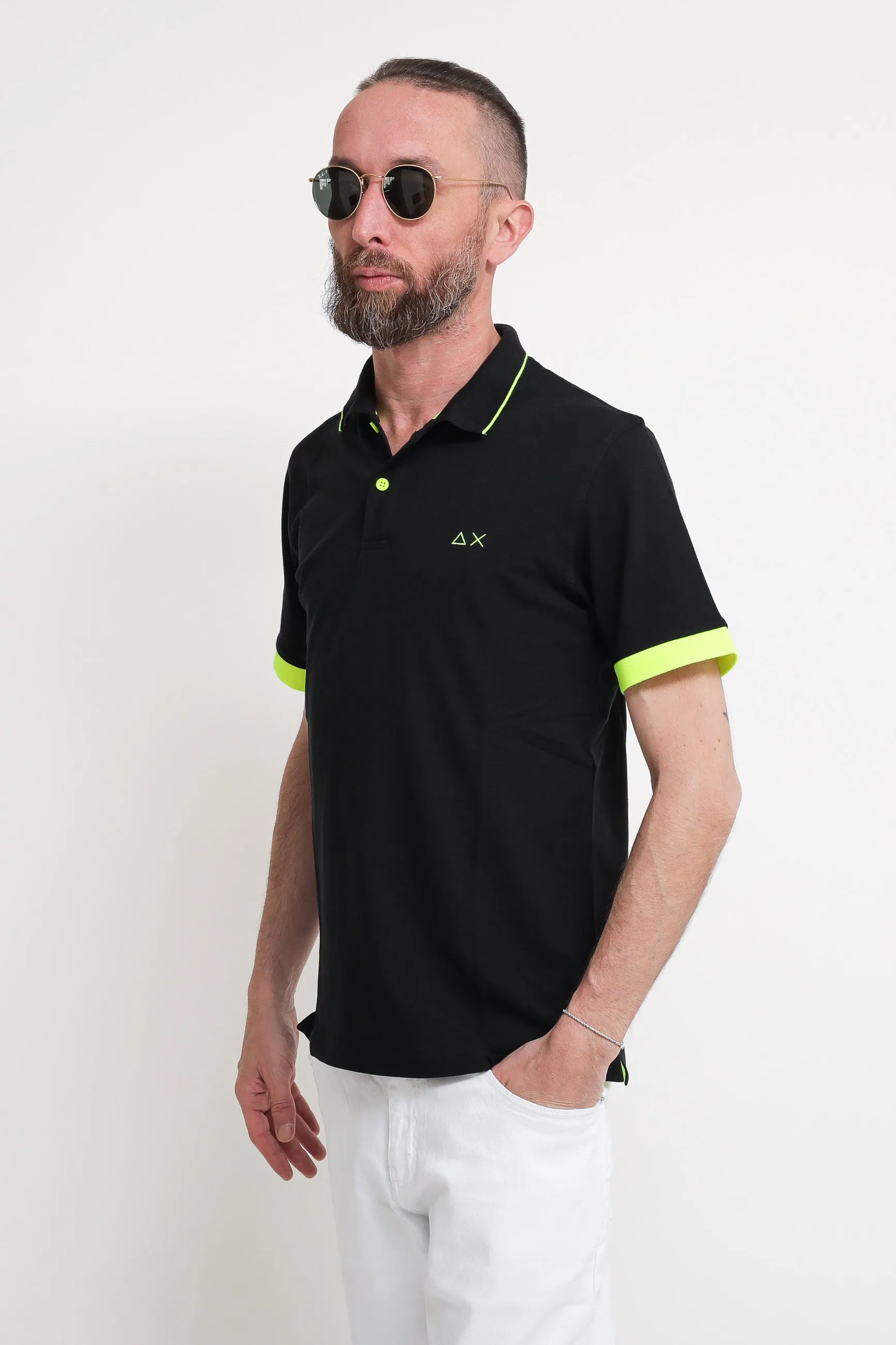 Polo Small Stripes Fluo El - Nero