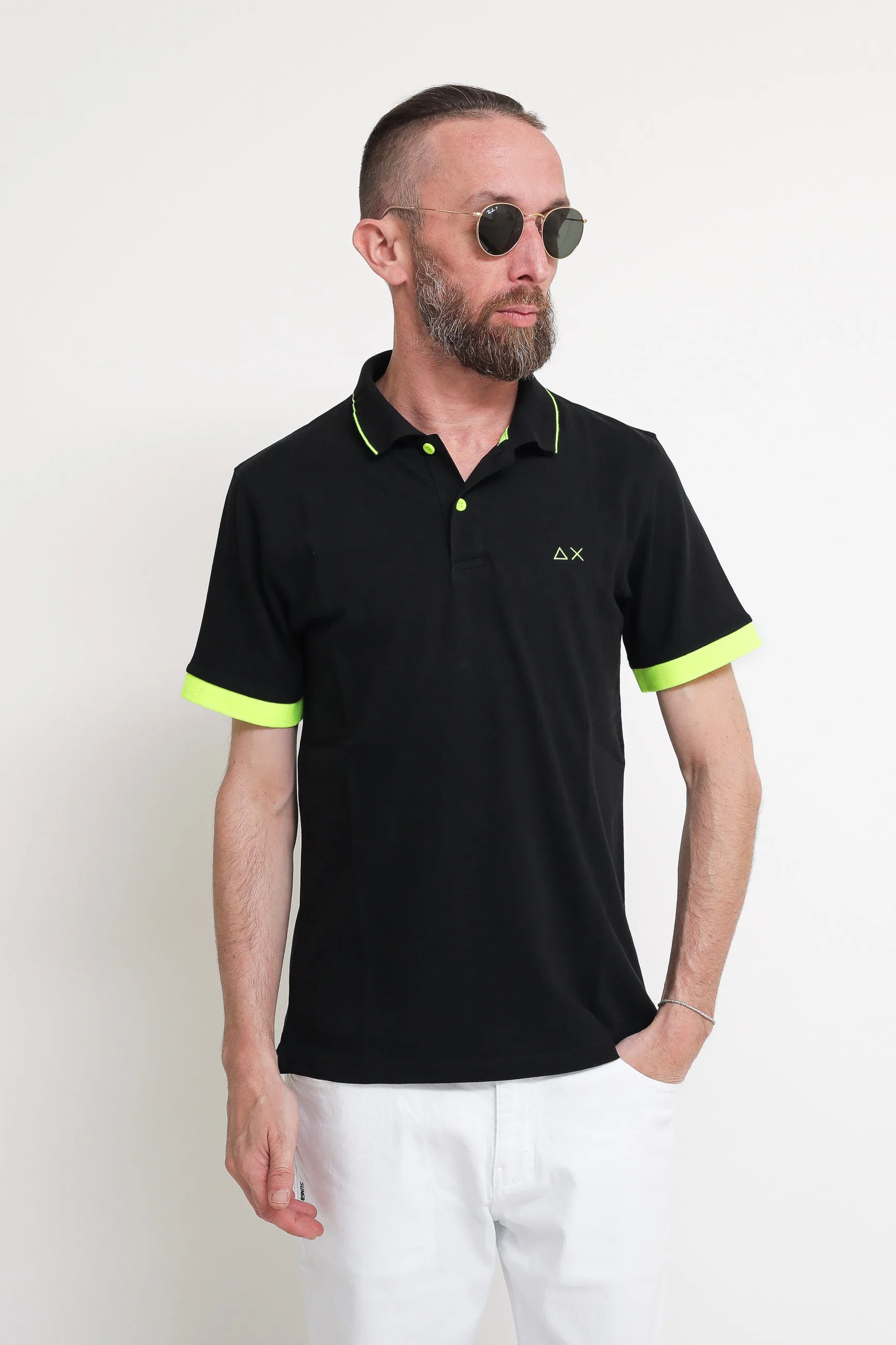 Polo Small Stripes Fluo El - Nero