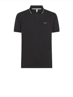 Polo Small Stripes On Collar S/s - Nero