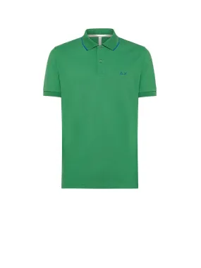 Polo Small Stripes On Collar S/s - Verde Prato