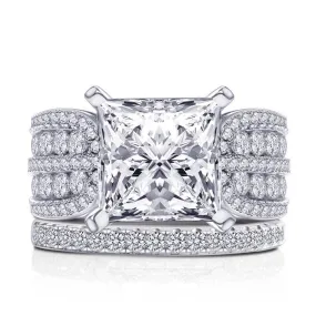 Princess Cut Sterling Silver Bridal Set