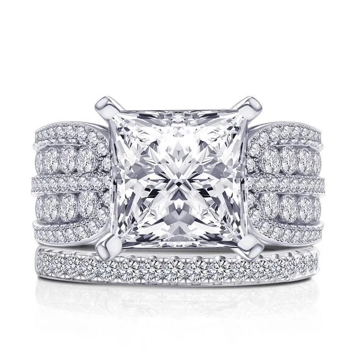 Princess Cut Sterling Silver Bridal Set