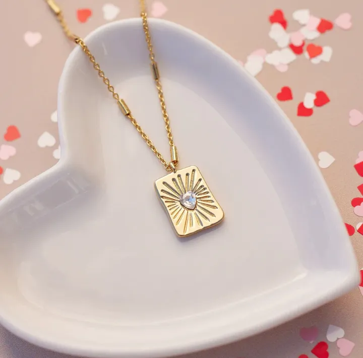 Puravida Gold Heartburst Pendant Necklace