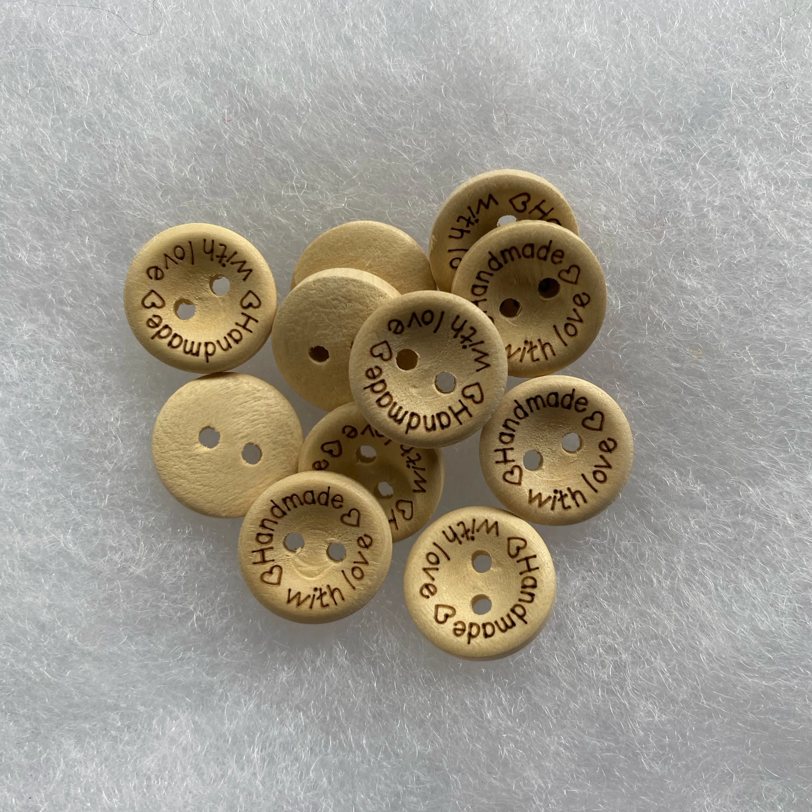 "Handmade with love" wooden buttons