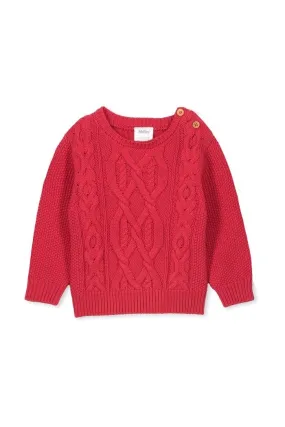 Red Cable Knit Jumper