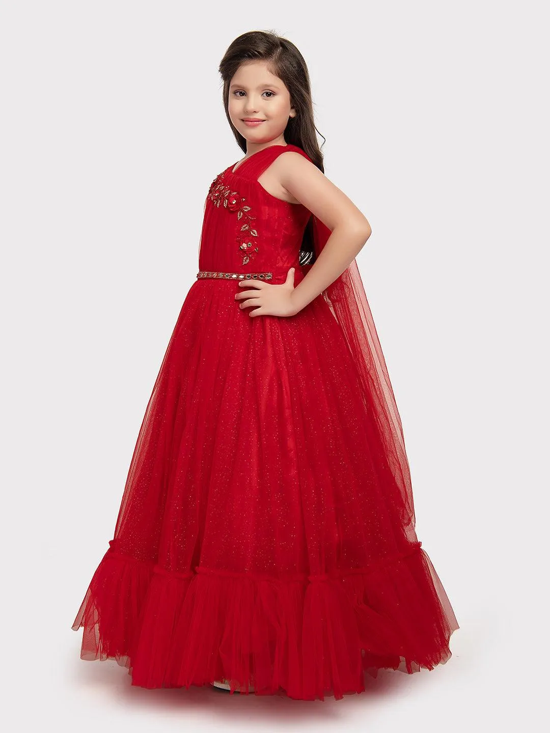 Red Coloured Imported Net Gown For Girls \ Ball Gown For Girls