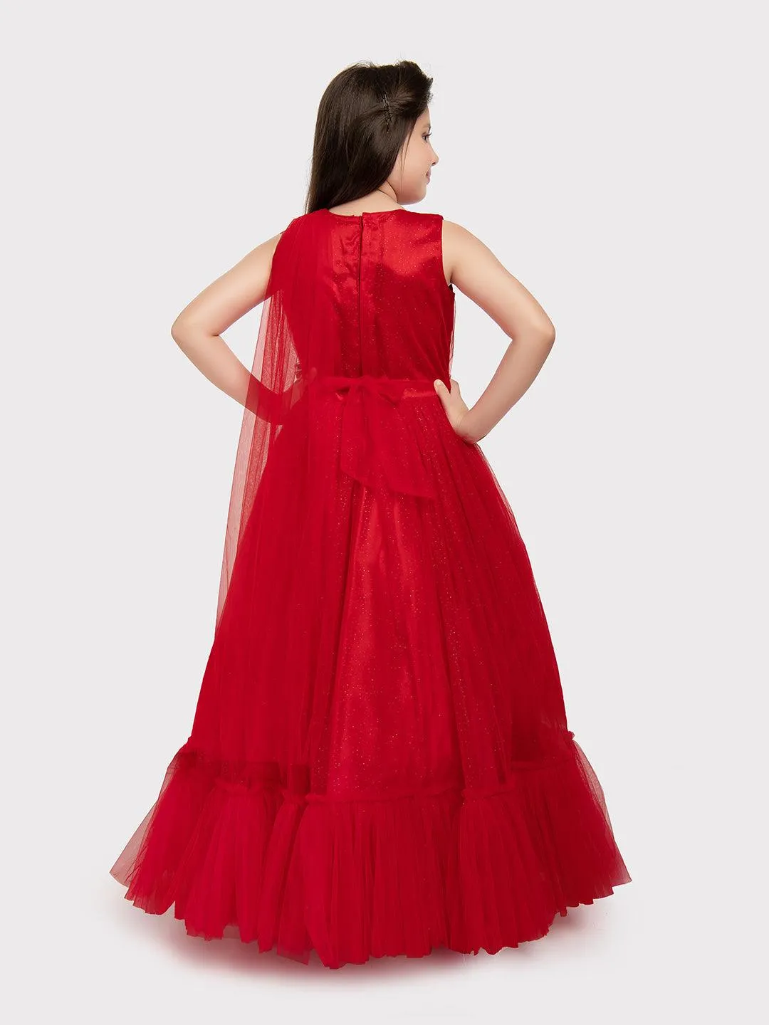 Red Coloured Imported Net Gown For Girls \ Ball Gown For Girls