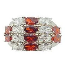 Ruby Red and White CZ Baguette Cluster Ring