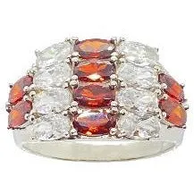 Ruby Red and White CZ Baguette Cluster Ring