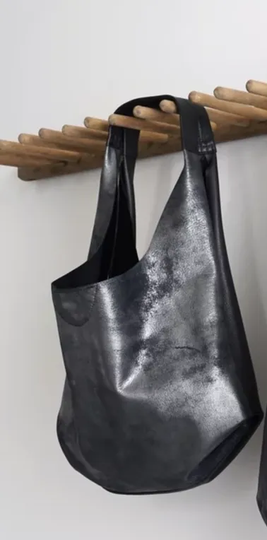 SALE! Medium Slouch Bag in Distressed Black by Stitch & Tickle