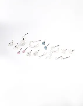 Silver Star & Heart Earring 8-Pack