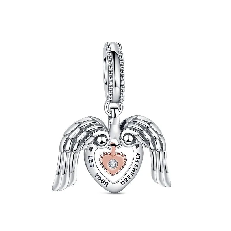 Silver Zircon Angel Series Bead For Women DIY Jewelry