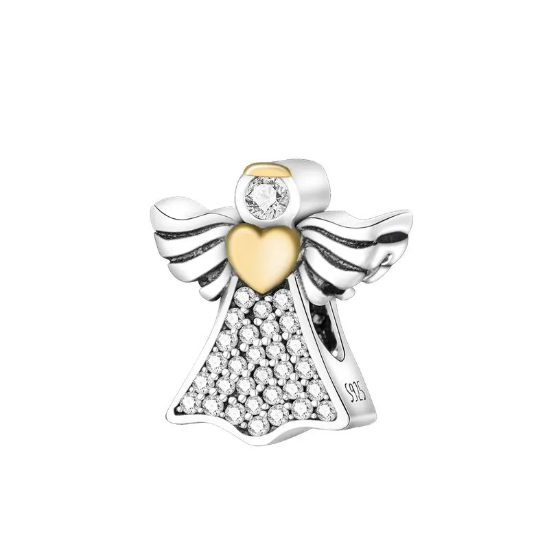 Silver Zircon Angel Series Bead For Women DIY Jewelry