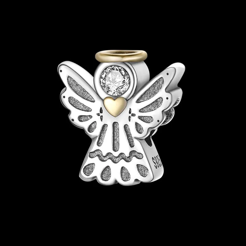 Silver Zircon Angel Series Bead For Women DIY Jewelry