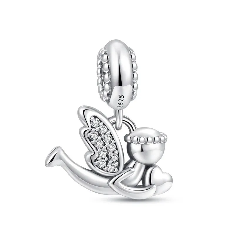 Silver Zircon Angel Series Bead For Women DIY Jewelry