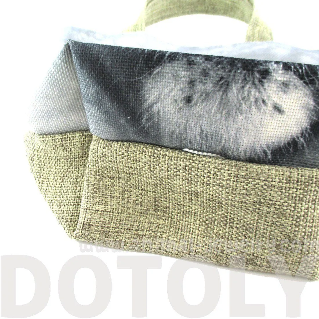 Small White Bengal Tiger Face Print Fabric Small Lunch Tote Bag | DOTOLY