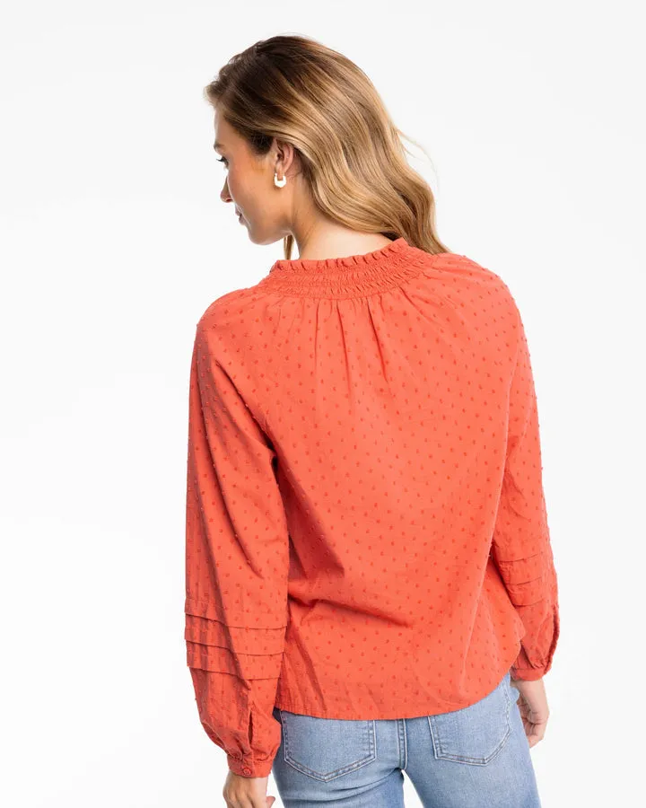 Southern Tide Aubree Clip Dot Top - Mineral Red